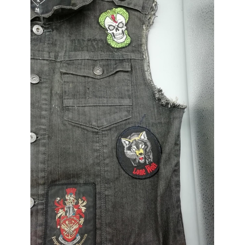 342 - Hells Angel Jacket with Stitched on Badges. Size M.