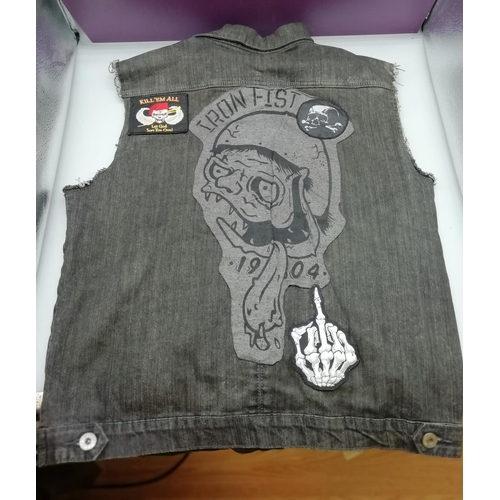 342 - Hells Angel Jacket with Stitched on Badges. Size M.