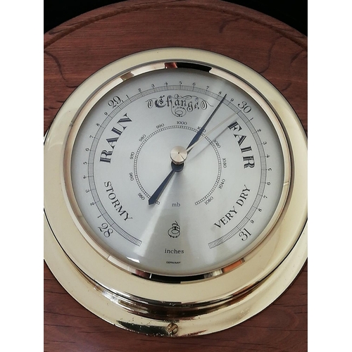 387 - German Oak Barometer. 24cm Diameter.