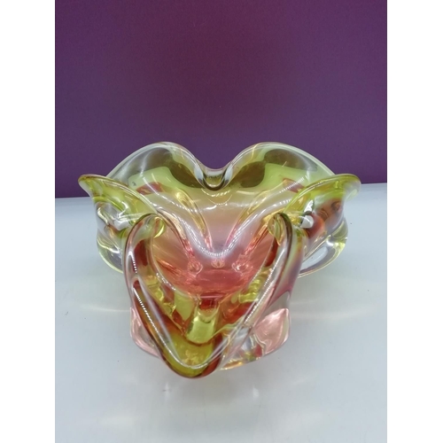 405 - Murano Red/Green Art Glass Bowl. 20cm Diameter.