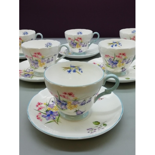 418 - Shelley Cups and Saucers in the 'Wild Flowers' Pattern (6).