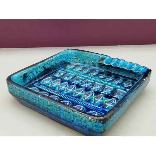 446 - Italian Bitossi Rimini Blu Mid Century Pottery Ashtray. 14.5cm Square.