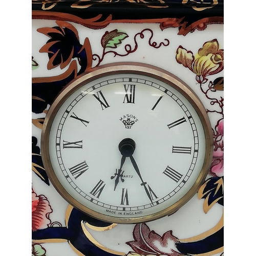 454 - Mason's 22cm Clock in the 'Royal Mandalay' Pattern. Finial Restored.