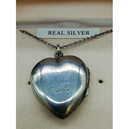 475 - Silver Heart Locket - Boxed.