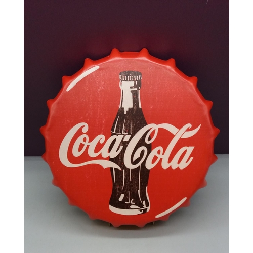 499 - Coca-Cola Tin Bottle Top. 30cm Diameter.