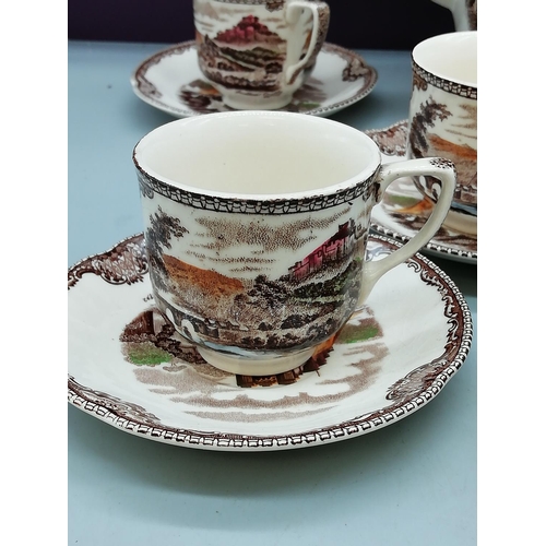 535 - Johnson Bros 15 Piece Coffee Set in the 'Old Britain Castles' Pattern.