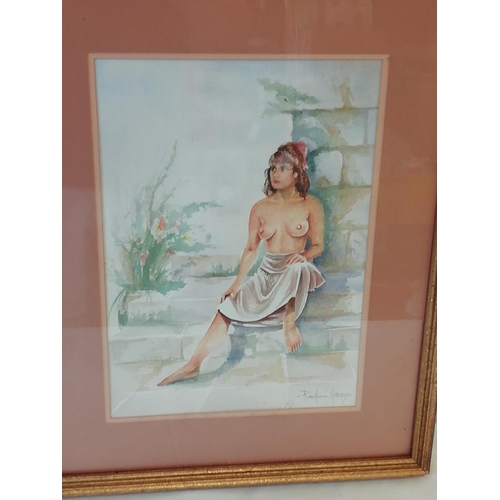 541 - Framed and Glazed Watercolour? of a Semi- Nude Lady. Signed Redfern Harris. 39cm x 49cm.