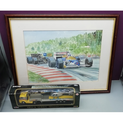 542 - Framed and Glazed Formula 1 Limited Edition 55/500 Picture 'Spa 1986'. Signed 46cm x 37cm plus Metal... 