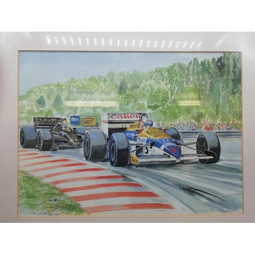 542 - Framed and Glazed Formula 1 Limited Edition 55/500 Picture 'Spa 1986'. Signed 46cm x 37cm plus Metal... 