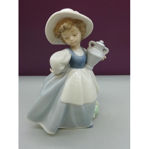 548 - 2 x Nao Figurines - Young Girl with Parasol plus Girl with Milk Churn.