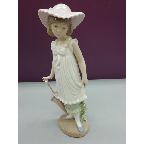 548 - 2 x Nao Figurines - Young Girl with Parasol plus Girl with Milk Churn.