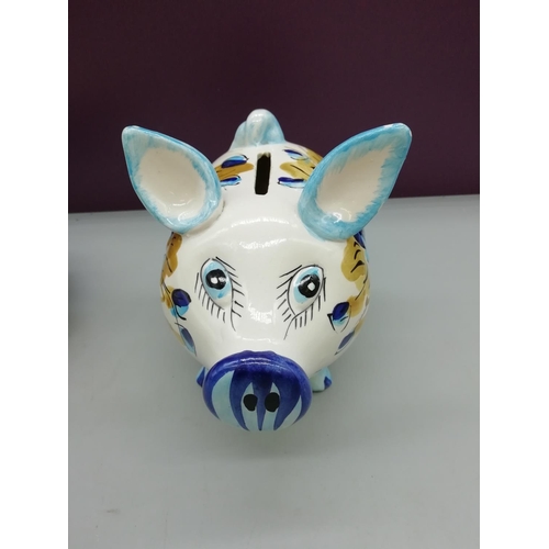 566 - Mid Century Italian Pottery including a Pig, Twin Handled Vase with Rooster and Dish with Deer Desig... 