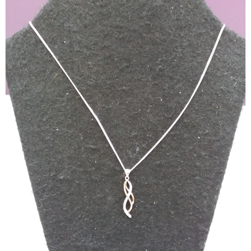 572 - 925 Silver Necklace with Diamond Set Pendant.