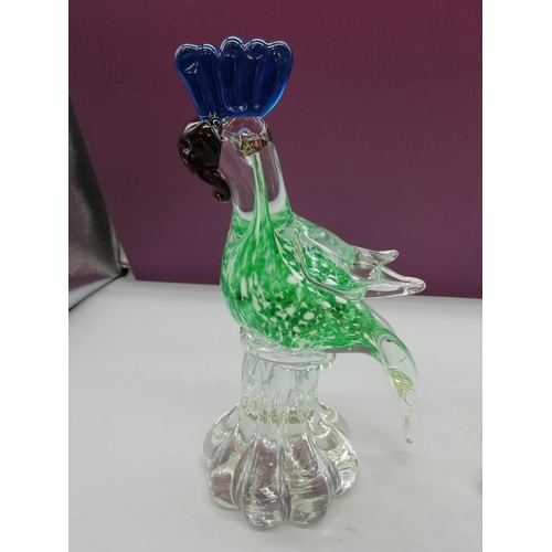 591 - Glass Birds (2) 19cm High.