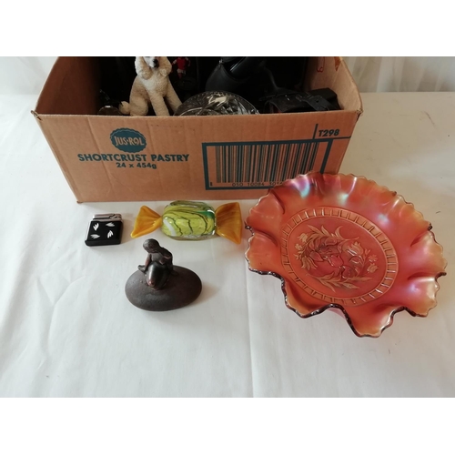 619 - Box of Assorted Items including Carnival Glass.