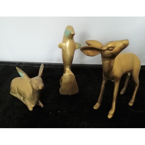 631 - 2 x Brass Deer plus Brass Dolphin.