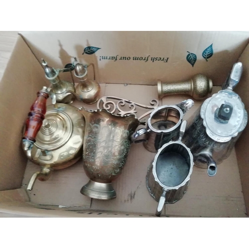 632 - Box of Brass and Stainless Steel Ware.