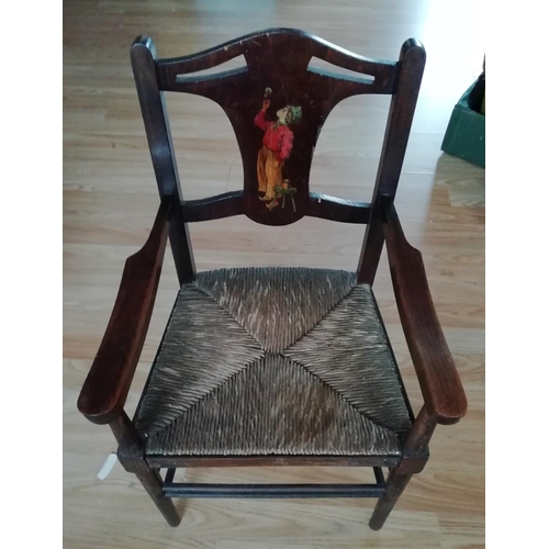 644 - Oak Child's Chair with Rush Seat. This Lot is Collection Only.