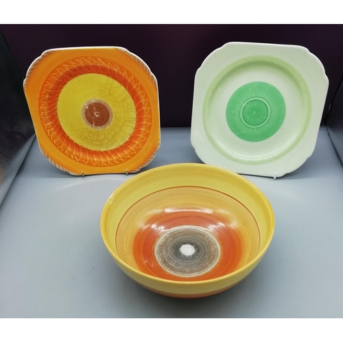 680 - Shelley Bowl plus 2 Plates. Crazing to 1 Piece, Wear to Plate.