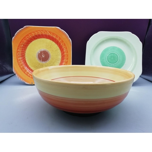 680 - Shelley Bowl plus 2 Plates. Crazing to 1 Piece, Wear to Plate.