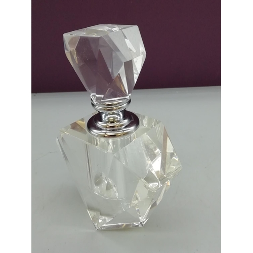 78 - Cut Glass Art Deco Perfume Bottle. 12cm High