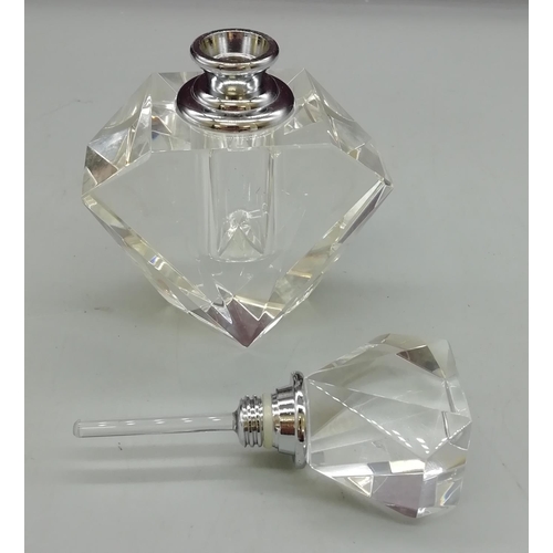 78 - Cut Glass Art Deco Perfume Bottle. 12cm High