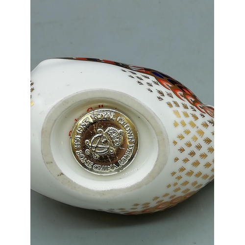 93 - Royal Crown Derby 'Brown Wren' Paperweight. Gold Stopper.