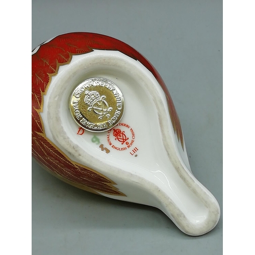 94 - Royal Crown Derby 'Chaffinch' Paperweight. Gold Stopper.