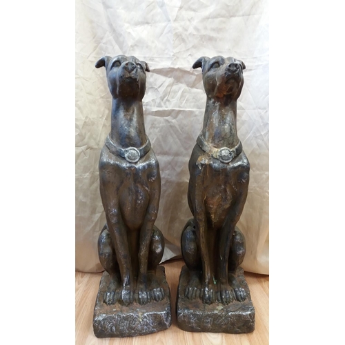 196 - 2 Resin Sitting Dog Statues. 77cm High. This Lot is Collection Only.