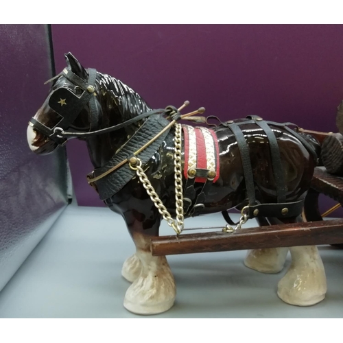 482 - Pottery Model of a Shire Horse and Cart. 45cm x 23cm.