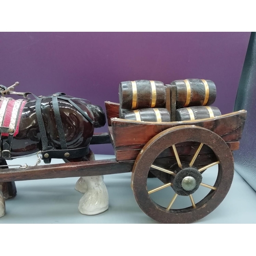 482 - Pottery Model of a Shire Horse and Cart. 45cm x 23cm.