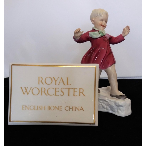 49 - Royal Worcester Figure 'January' plus Royal Worcester Point of Sale Sign.