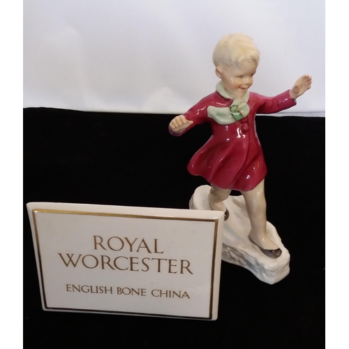 49 - Royal Worcester Figure 'January' plus Royal Worcester Point of Sale Sign.