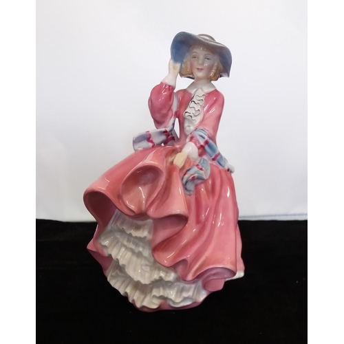 50 - Royal Doulton Lady Figure 'Top O' The Hill'. Pink Colourway.