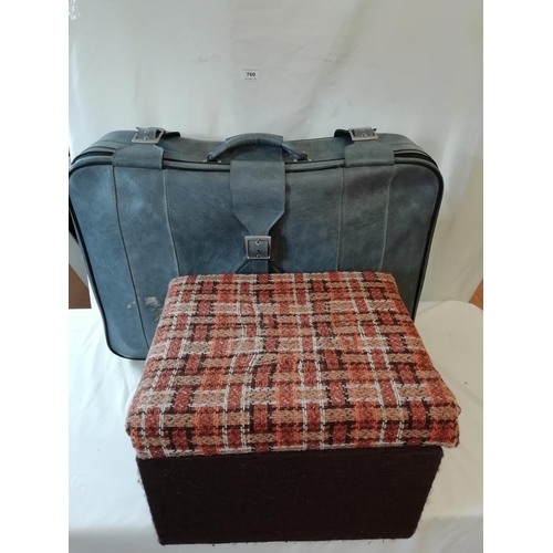 760 - 2 Suitcases, Storage Stool, Hiking Boots, etc. This Lot is Collection Only.