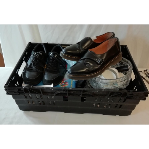 770 - Box of Various Items including Ceramics, Dr Martens Shoes, etc. This Lot is Collection Only.