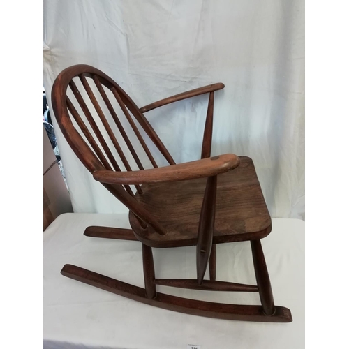 114 - Wooden Rocking Chair. 76cm High, 60cm Wide, 40cm Deep. Rockers 76cm. This Lot is Collection Only.