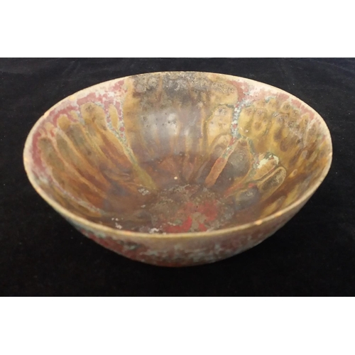 115A - Antique Raku Studio Pottery Bowl. 15cm Diameter, 5cm High.