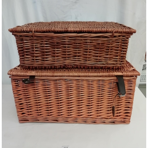 117 - 2 x Wicker Baskets. Largest Being 60cm Long, 44cm Wide, 31cm High. This Lot is Collection Only.