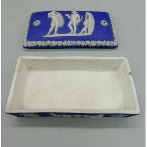 124 - 2 x Wedgwood Jasper Lidded Boxes. A/F. 10cm x 5cm.