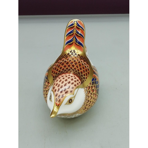 13 - Royal Crown Derby Wren Paperweight with Silver Stopper.