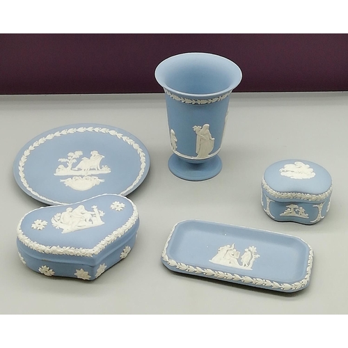 140 - Wedgwood Jasper Items (5) including Trinket Boxes.