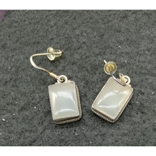 167 - 925 Silver Moonstone Earrings.