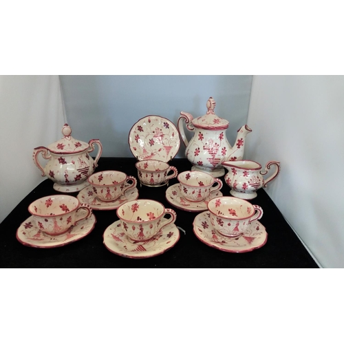 180A - Alfredo Santarelli Hand Painted Majolica Pottery 1920s Tea Set.