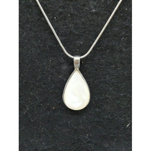 183 - Sterling Silver and Mother of Pearl Pendant and Chain.