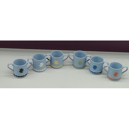 189 - 6 x Wedgwood Jasper Mini Loving Cups. Complete Limited Edition Set. 4cm High.