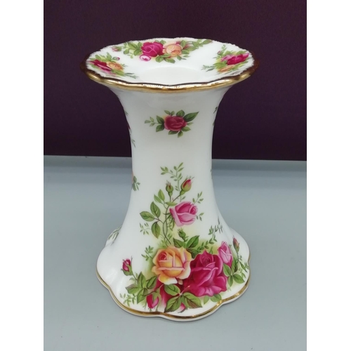 20 - Royal Albert Clock, Candlestick and Lidded Jar in the 'Old Country Roses' Pattern.