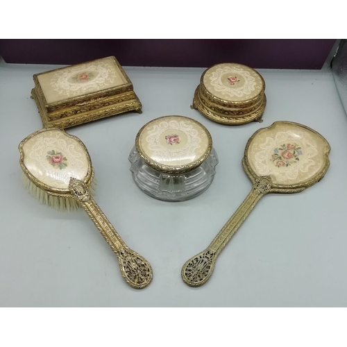 200 - 5 Piece Embroidered Dressing Table Set.