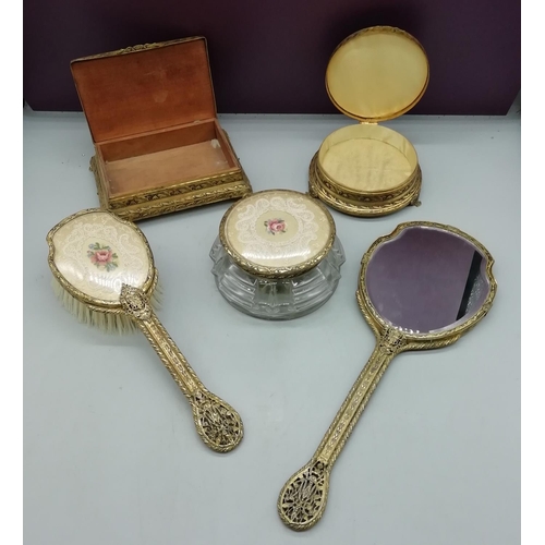 200 - 5 Piece Embroidered Dressing Table Set.