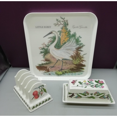 203 - Portmeirion Toast Rack, Butter Dish and Tray.